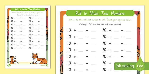Stage 4 Roll to Make Teen Numbers (teacher made) - Twinkl