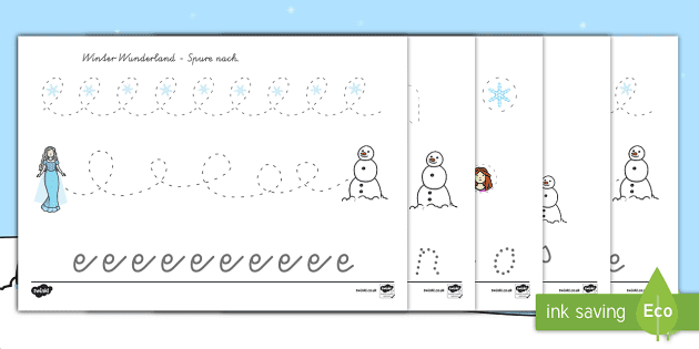 Winter Arbeitsblatt Erstes Schreiben Linien Nachspuren