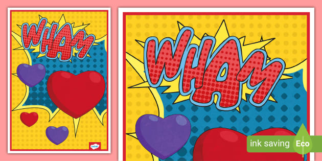 Heart Pop Art Display Poster Profesor Hizo Twinkl