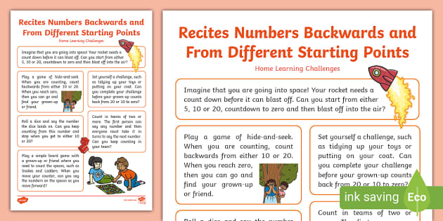 👉 EYFS: Recites Numbers From Different Points Home Learning