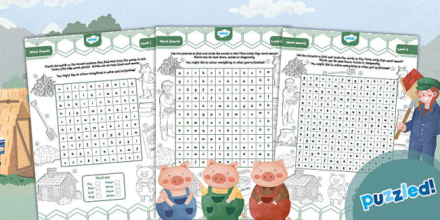 The Three Little Pigs Picture Word Search | Twinkl Puzzled