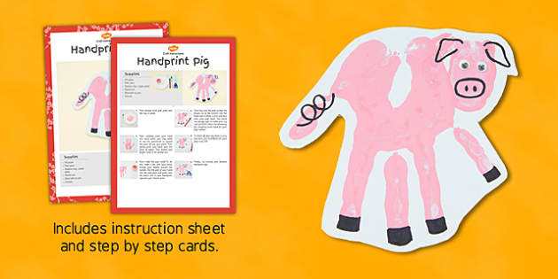 Handprint Pig Craft Instructions | Pig Art Activity - Twinkl