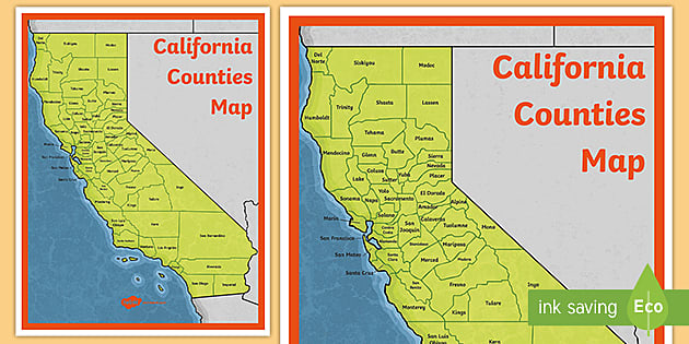 The Map Of California California Counties Map (Teacher Made)