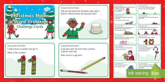 KS1 Christmas Word Problem Challenge Cards (teacher made)