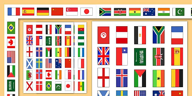 WORLD FLAGS BANNERS BY CONTINENT POSTER CHART PRINT NEW 22X34 FAST FREE  SHIP