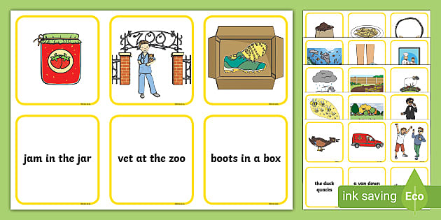 Phase 3 Sentences - Pictures and Captions Matching Cards Activity