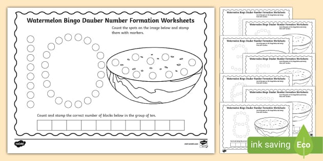 FREE Watermelon Bingo Dauber Worksheets Twinkl Maths EYFS