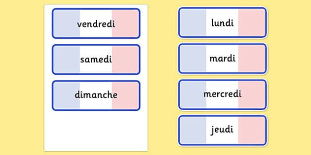 French Days Of The Week Word Cards - word cards, week, french