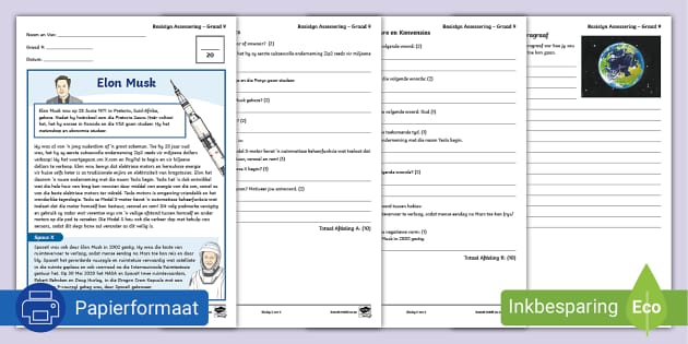 Basislyn Assessering Graad 9 Afrikaans EAT (teacher Made)