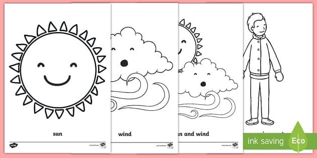 Wind and Sun Colouring Pages | Solar Colouring Sheets