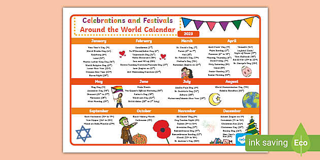 FREE Diversity Calendar Festivals and Celebrations Twinkl