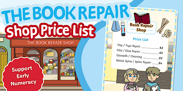 Book Repair Shop Price List Poster