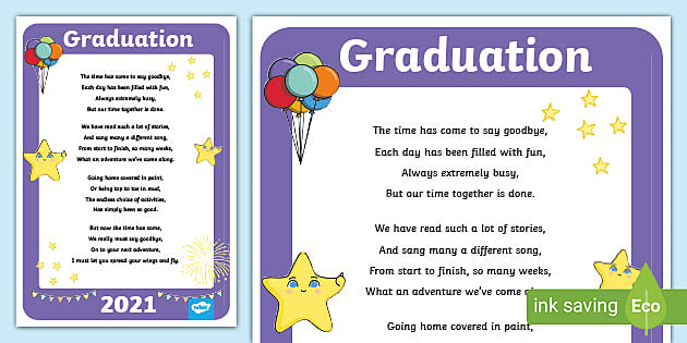 EYFS Graduation Poem (teacher made)