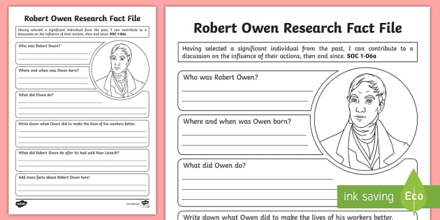 Robert Owen Research Activity (teacher Made) - Twinkl