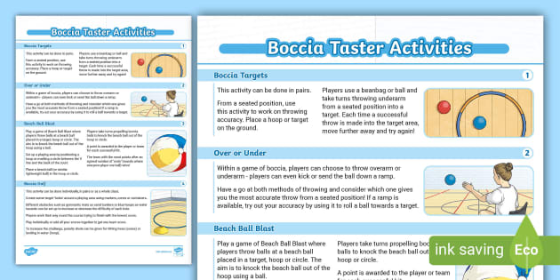 Boccia Taster Activities - Twinkl PE - Sports (teacher made)