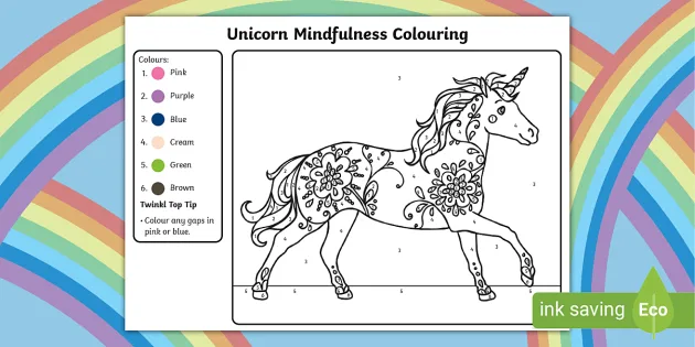 FREE! - Unicorn Mindfulness Colour by Number (teacher made)