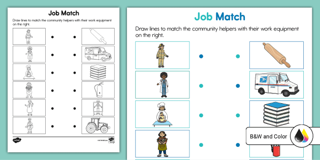 kindergarten job match activity teacher made