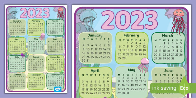 Free Jellyfish Themed Calendar 2023 Calendar Twinkl Ks1