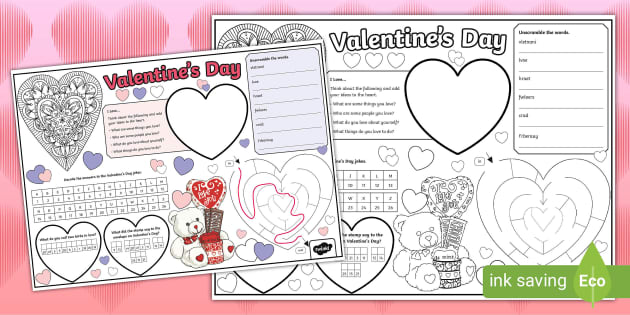 Valentine's Day Activity Mat Years 3-4 (teacher made)