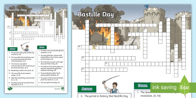 Bastille Day Crossword Twinkl KS2 (teacher made)
