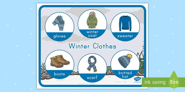 Winter Clothes Printable, Winter Season