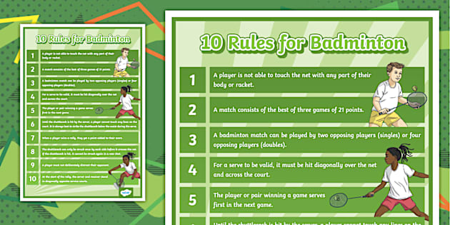 10 Rules For Badminton Display Poster (teacher Made)