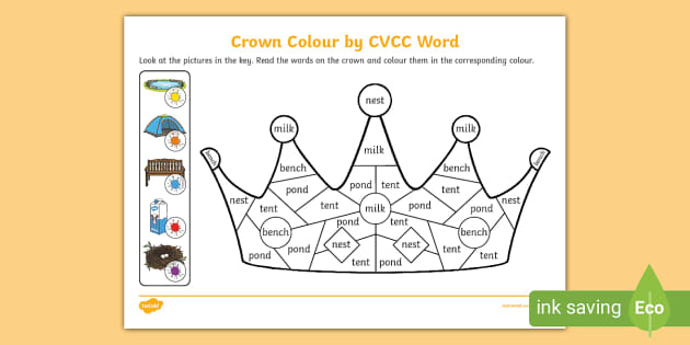 Crown Colour by CVCC Word Crown Activity | Twinkl - Twinkl