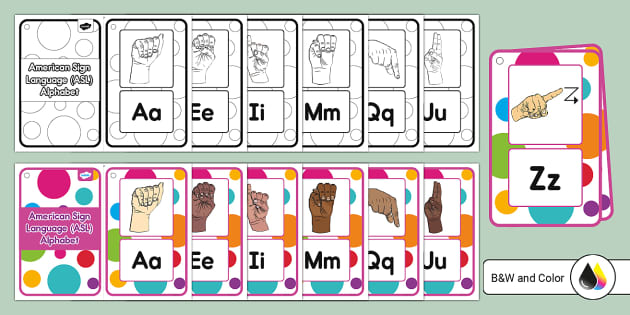 sign language colors printable cards