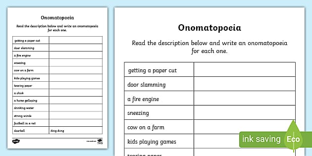 Onomatopoeia Examples in a Sentence  Onomatopoeia activities,  Onomatopoeia, Teaching figurative language