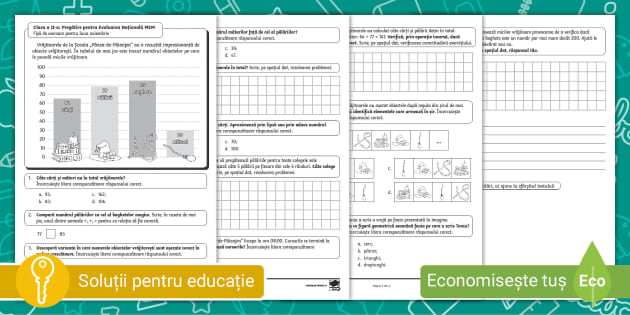 Clasa a II-a: Pregătire pentru Evaluarea Națională MEM – Fișă de exersare pentru luna noiembrie