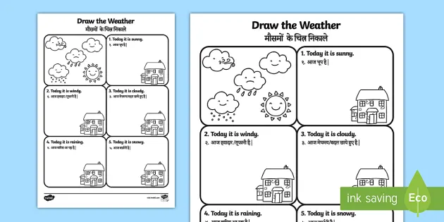 draw the weather worksheet worksheet english hindi draw the weather