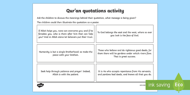 Qur An Quotes Discussion Activity Islamic Quotes Ks1