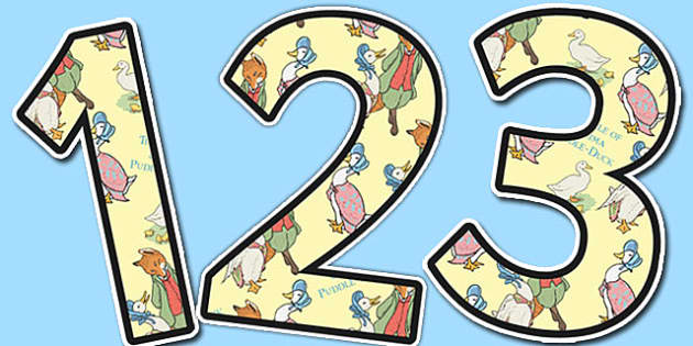 The Tale of Jemima Puddle Duck Themed A4 Display Numbers (Beatrix Potter)