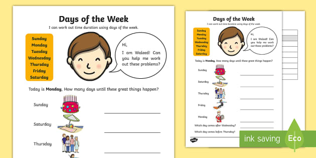 worksheet Days of the week Year 1 teaching resource yesterday and tomorrow 