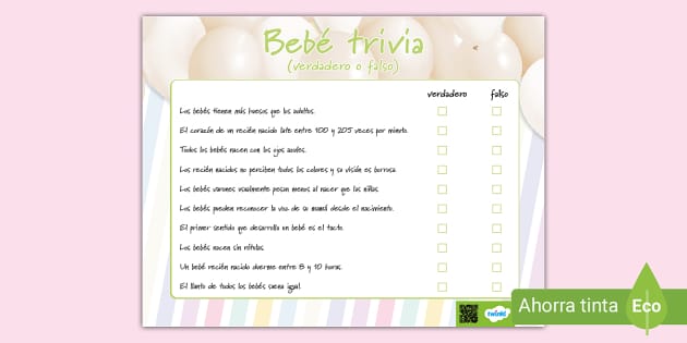 Baby Shower Games Baby Trivia Game Baby Shower Trivia -  Portugal