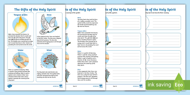 Gifts of the Holy Spirit for Kids, Matching Worksheet