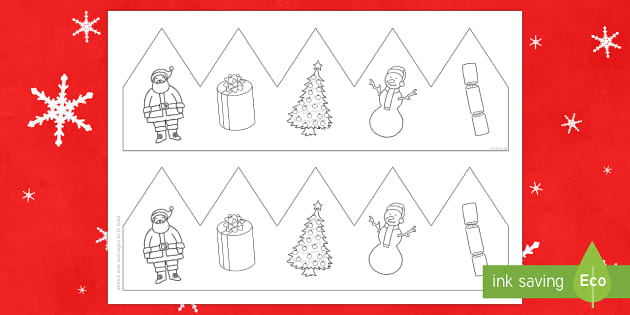 Christmas Pictures Party Hat Template Activity - Twinkl