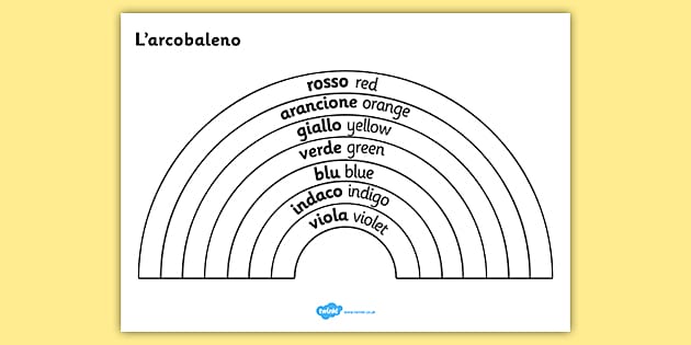 Rainbow Colours Italian Translation Colouring Sheet Colouring