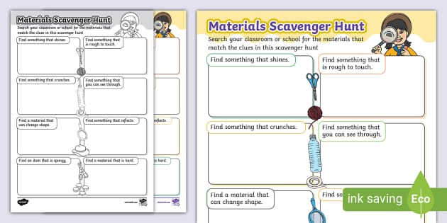 Materials Scavenger Hunt (teacher made) - Twinkl