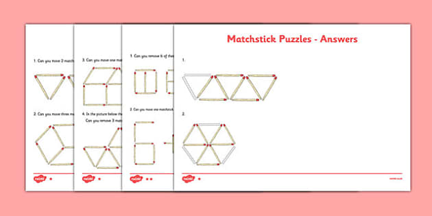 Matchstick Puzzles — Move the Matches Puzzles with Answers and Solutions