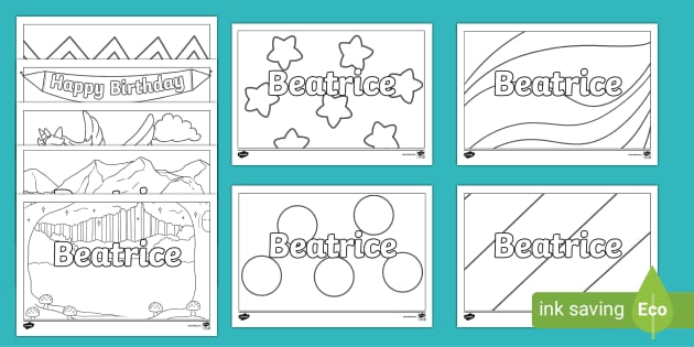 FREE Beatrice Name Simple Colouring Activity Sheet