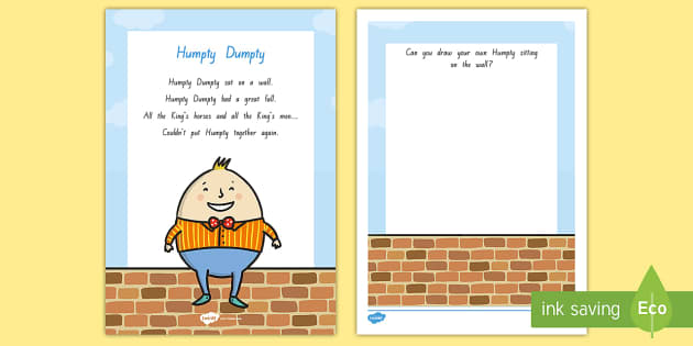 Humpty Dumpty Worksheet / Worksheet (teacher Made) - Twinkl