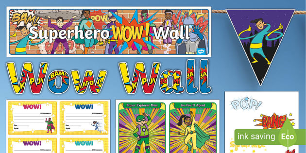 Superhero Wow Wall Ready Made Display Pack (teacher made)