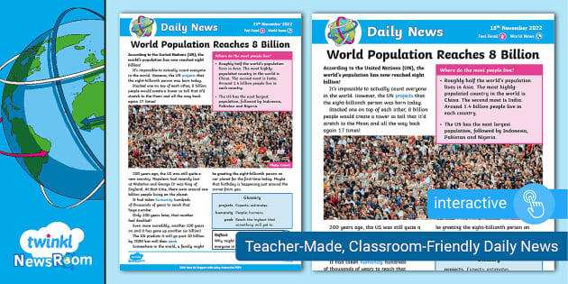 World Population Reaches 8 Billion | Twinkl NewsRoom