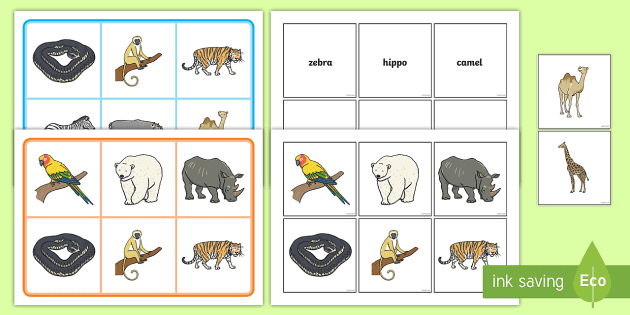 Zoo Animals Matching Cards and Boards Game (teacher made)