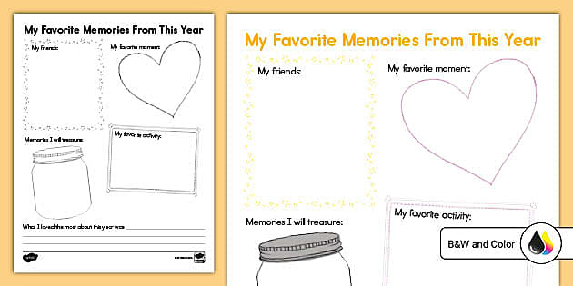 End of School Year Memories Worksheet, Fun