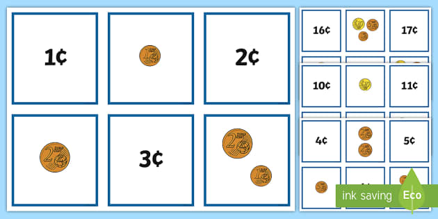 Euro Coin Value Matching Card Activity (teacher made)