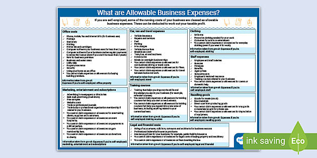 List Of Allowable Business Expenses