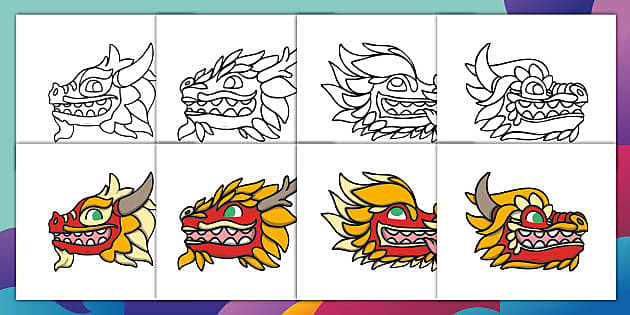 cool chinese dragon head drawings