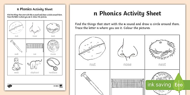 n Phonics Sound Worksheet | Phonics | Primary Resources